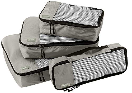 Amazon Basics 4 Piece Packing Travel Organizer Cubes Set, Grey