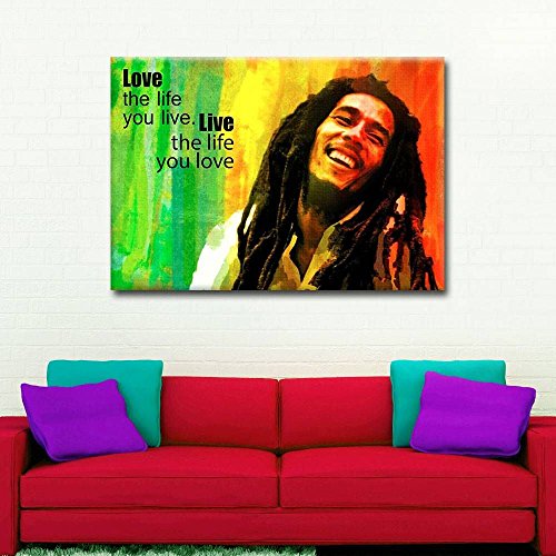 Alonline Art – Bob Marley #2 Jamaican Reggae Quote by Alonline DSN | Print on Canvas | Ready to Frame (Synthetic, Rolled) | 16″x12″ – 41x30cm | Wall Art Home Decor for Living Room or for Office | | The Storepaperoomates Retail Market - Fast Affordable Shopping