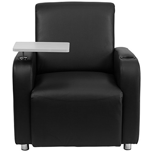 Flash Furniture Black LeatherSoft Guest Chair with Tablet Arm, Chrome Legs and Cup Holder | The Storepaperoomates Retail Market - Fast Affordable Shopping