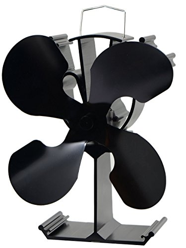 4-Blade Heat Powered Stove Fan for Wood / Log Burner/Fireplace – Eco Friendly(Black)