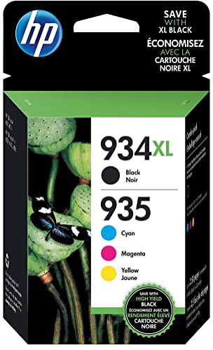 HP 935 / 934Xl (N9h66fn) Ink Cartridges (Cyan Magenta Yellow Black) 4-Pack in Retail Packaging (1981033)
