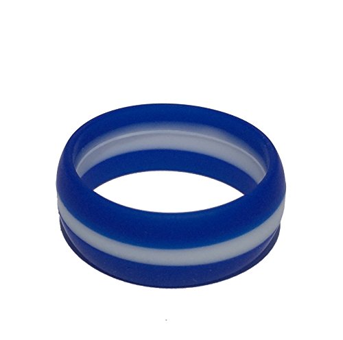 Tough Love Rings – Striped Blue/White – Thick Band – Size 11