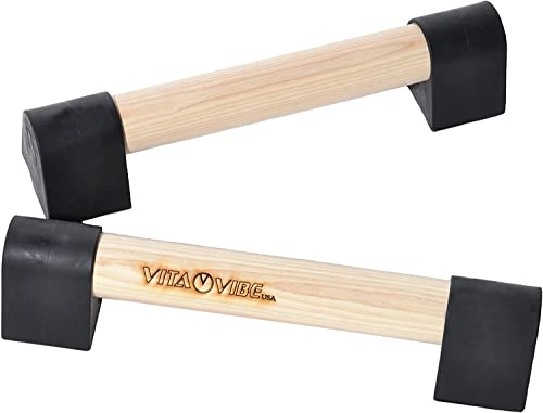 Vita Vibe – Ultra Portable Mini Ash Wood Parallettes Set – 9 inch – 12 inch – USA Made (12″)