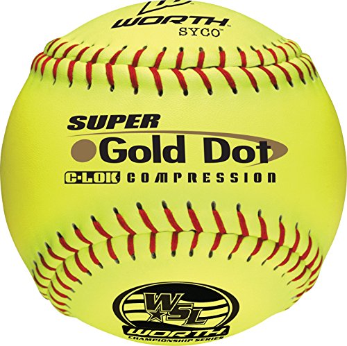 Worth WSL Slow-Pitch Pro Comp Super Dot Soft Balls, 12″ (Dozen)