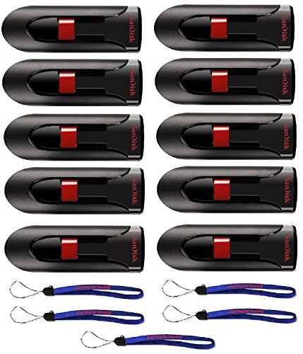 SanDisk Cruzer Glide 32GB (10 Pack) Cruzer USB 2.0 Flash Drive Jump Drive Pen Drive CZ60 Bundle with (5) Everything But Stromboli Lanyards