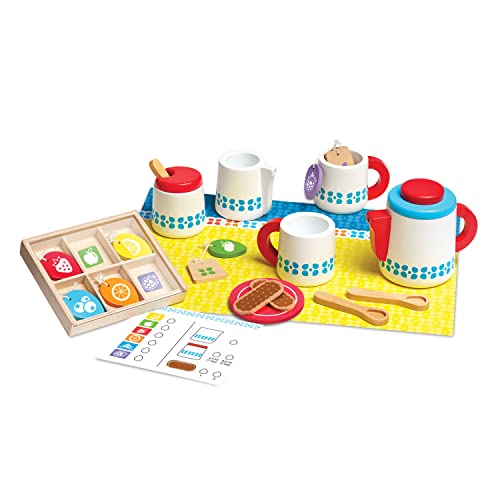 Melissa & Doug 20-Piece Steep and Serve Wooden Tea Set – Play Food and Kitchen Accessories | Play Tea Set, Pretend Play Tea Set Toy For Kids Ages 3+
