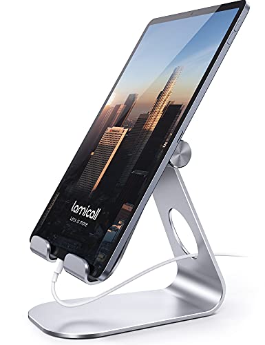 Lamicall Tablet Stand Adjustable, Tablet Stand – Desktop Stand Holder Dock Compatible with Tablet Such as iPad Pro 9.7, 10.5, 12.9 Air Mini 4 3 2, Nexus, Tab (4-13″), Silver