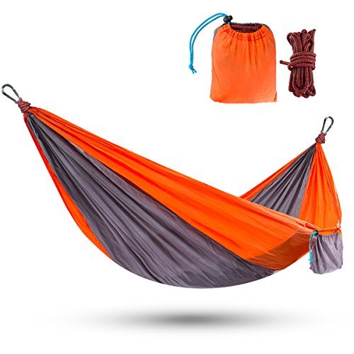 Touz Camping Travel Hammock, Lightweight Portable Parachute Hammock for Backpacking, Camping, Hiking, Travel, Beach, Yard – Holds 450 Lbs