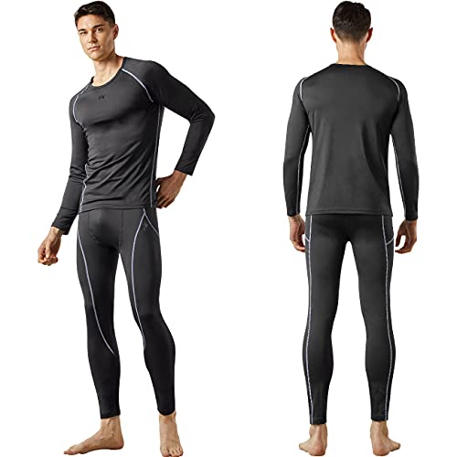 FITEXTREME MAXHEAT Mens Thermal Underwear Long Johns Set with Fleece Lined Grey XL