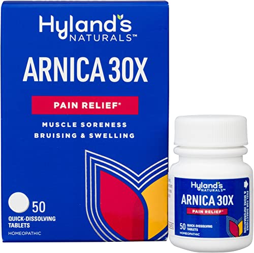 Hyland’s Naturals Arnica Montana 30x Tablets, Natural Relief of Bruises, Swelling & Muscle Soreness, 50 Count