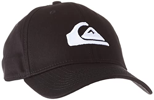 Quiksilver mens Mountain & Wave Stretch Fit Curve Brim Hat Baseball Cap, Black/White, Small-Medium US