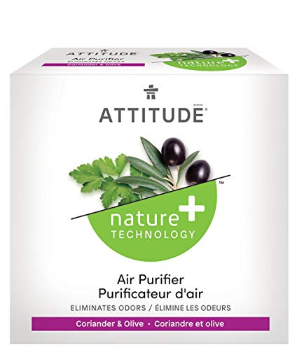 ATTITUDE Air Purifier with Activated Carbon Filter, Plant- and Mineral-Based Ingredients, Traps Air Pollutants, Vegan and Cruelty-Free, Coriander & Olive, 8 Ounce (15225)