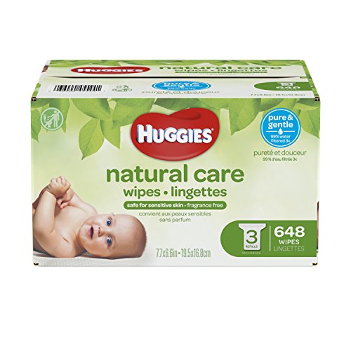 Huggies Natural Care Baby Wipes, Sensitive, Unscented, 3 Refill Packs, 648 Count Total