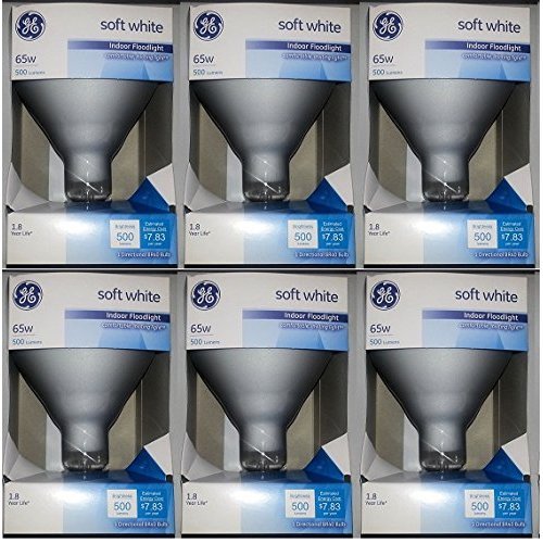 Ge 65 Watt Soft White Floodlight Br40 Light Bulb, 6-pack