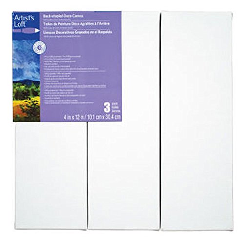 Artist’s Loft Back Stapled Deco Canvas 3 Pack, 4in x 12in
