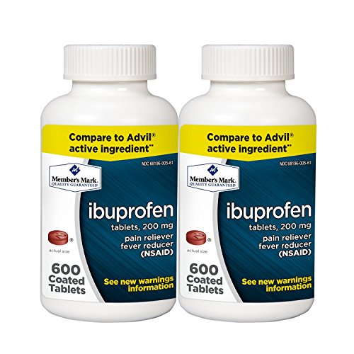 Member’s Mark Ibuprofen Coated Tablets 200mg Pain Reliever Fever Reducer Nsaid (2 bottles (1200 tablets))