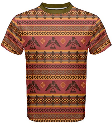 CowCow Brown Eagles Ethnic Style Pattern Tribal Native American Men’s Sport Mesh Tee, Brown-XL