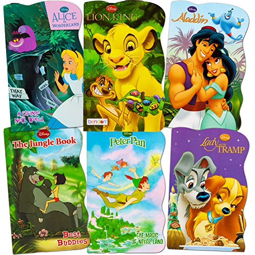 Disney Baby Toddler Beginnings Board Books Super Set (Bundle of 6 Toddler Books – Aladdin, The Lion King, Peter Pan, The Jungle Book, Lady and The Tramp and Alice in Wonderland)