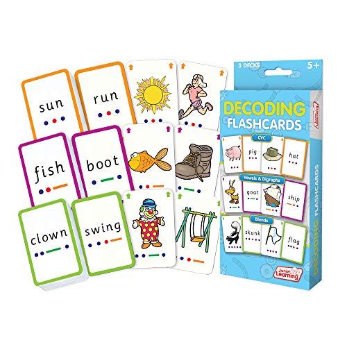 Junior Learning Decoding Flashcards,White,0.9 H x 8.1 L x 3.5 W