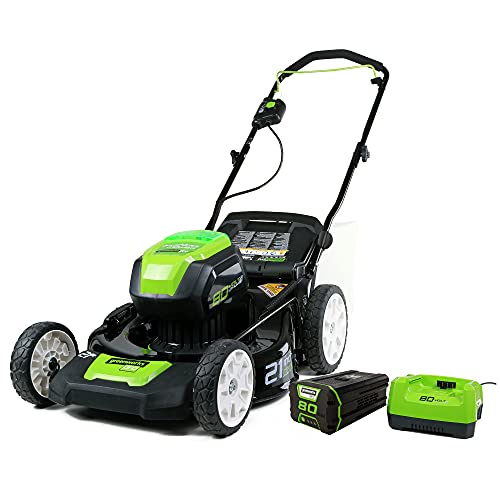 Greenworks Pro 80V 21″ Brushless Cordless Lawn Mower, 4.0Ah Battery and 60 Minute Rapid Charger Included