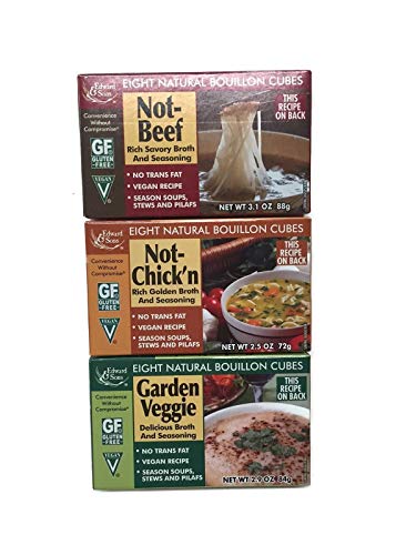 Not-Beef + Not-Chick’n + Garden Veggie Edward & Sons Bouillon Cubes, Variety Set [1 of Each]