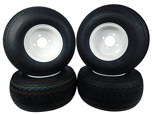 18×8.50-8 GTX OEM Golf Cart Wheels and Golf Cart Tires Combo – Set of 4 (18×8.5-8, White)