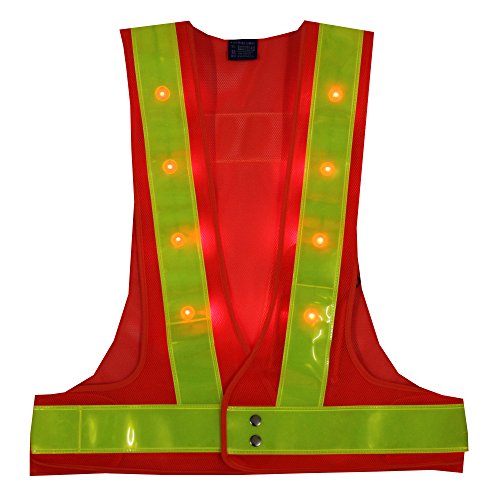YOA 16 LED Light up Cycling Traffic Outdoor Night Safety Warning Vest (Led Safety Vest Orange)