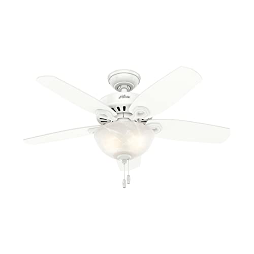 Hunter Fan Company, 52217, 42 inch Builder Snow White Ceiling Fan with LED Light Kit and Pull Chain