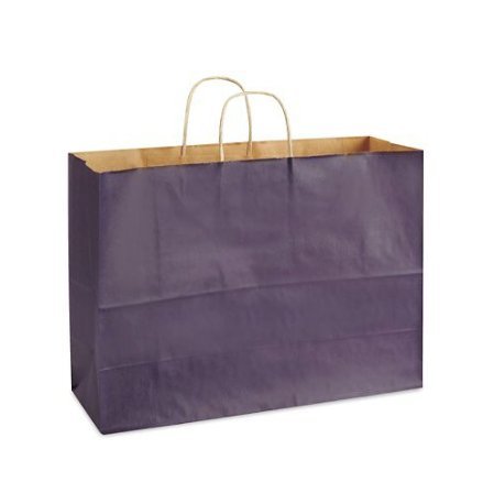 Purple Bags, Extra Large Kraft Paper Gift Wrap Shopping Bags, (Vogue Size 16W x 12H x 6), 25 Bags, Made in USA