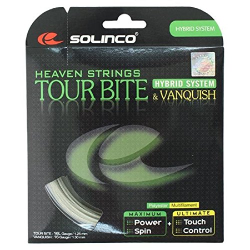 Solinco Hybrid (Tour Bite 16L g & Vanquish 16 g) Tennis String – 2 Packs