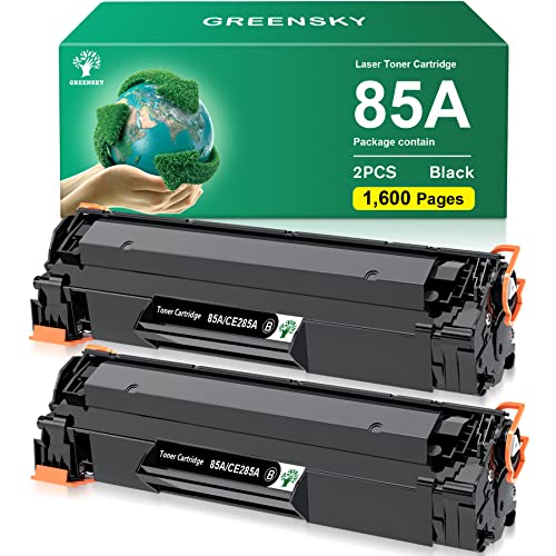 GREENSKY Compatible Toner Cartridge Replacement for HP 85A CE285A HP85A for HP Laserjet P1102W 1102W P1109W M1212NF MFP P1005 P1006 M1217NFW Printers (Black, 2-Packs)