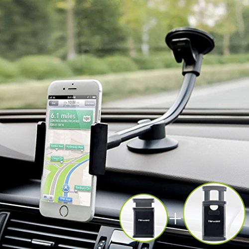 Newward Car Phone Holder Mount, [ 2 Different Sizes Clamp ] Long Arm Windshield Universal Cell Phone Holder for Car Truck [Strong Suction Anti-Shake Stabilizer] Compatible iPhone Android Smartphones