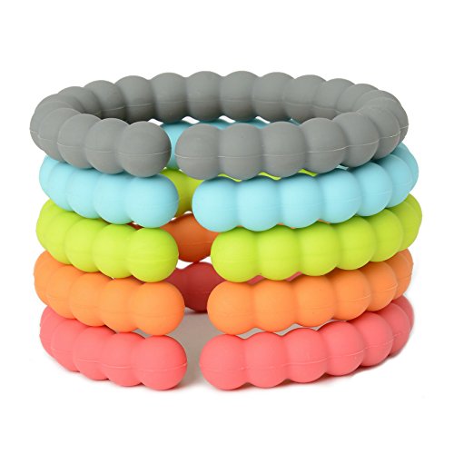 Chewbeads – Silicone Baby Links, Multi Use Baby Toy Rings – Attach Toys & Teethers to Stroller, Car Seat & More – Medical Grade Silicone, BPA Free & Phthalate Free – Includes 5 Colorful Baby Rings