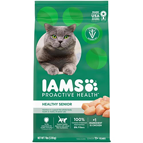 IAMS PROACTIVE HEALTH Healthy Senior Dry Cat Food with Chicken Cat Kibble, 7 lb. Bag