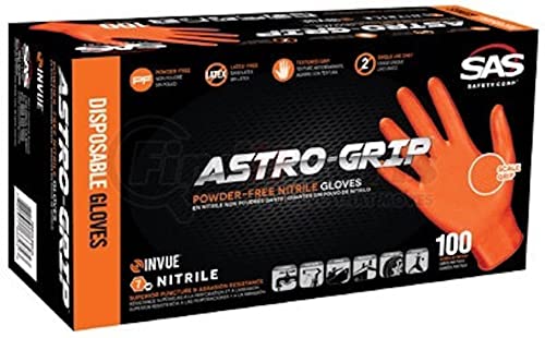 Astro Grip Powder-free 6mil Nitrile Orange Hi-Visibility Glove – Medium