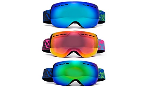 Cloud 9 – Women Ski Snow Goggles Nuclear Adult Anti-Fog Wide Angle Frameless UV400 Snowboarding Skiing Crystal Clear Flash Lens Coating Women Ski Goggle New Model (1 Pair Only, Choose Your Color)