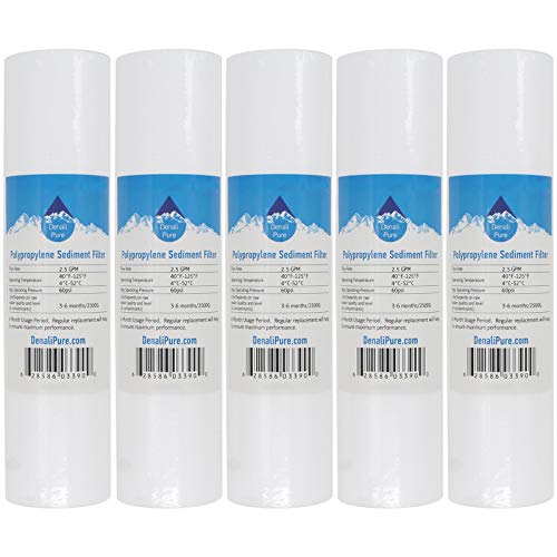 5-Pack Replacement for Watts VIH34APC Polypropylene Sediment Filter – Universal 10-inch 5-Micron Cartridge Compatible with WATTS PREMIER 500223 WH LD WHOLE HOUSE FILTER – Denali Pure Brand