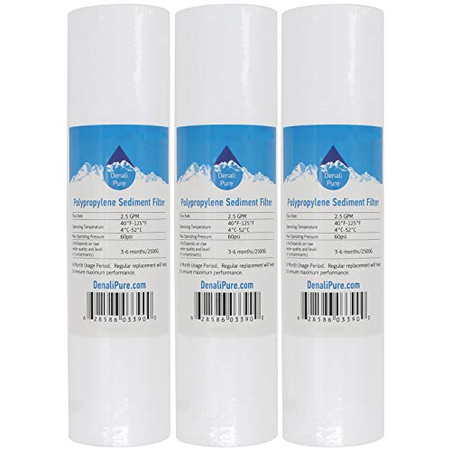 3-Pack Replacement for Culligan RVF-10 Polypropylene Sediment Filter – Universal 10-inch 5-Micron Cartridge Compatible with Culligan RVF-10 Exterior Water Filter – Denali Pure Brand