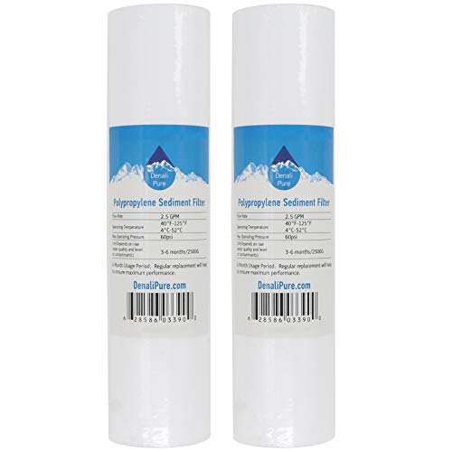2-Pack Replacement for Aqua-Pure AP11T Polypropylene Sediment Filter – Universal 10-inch 5-Micron Cartridge Compatible with Aqua-Pure AP11T Filter System – Denali Pure Brand