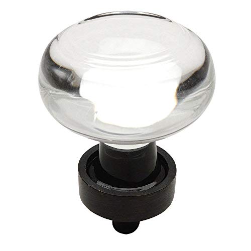 Cosmas 10 Pack 6355ORB-C Oil Rubbed Bronze Cabinet Hardware Round Knob with Clear Glass – 1-3/8″ Diameter