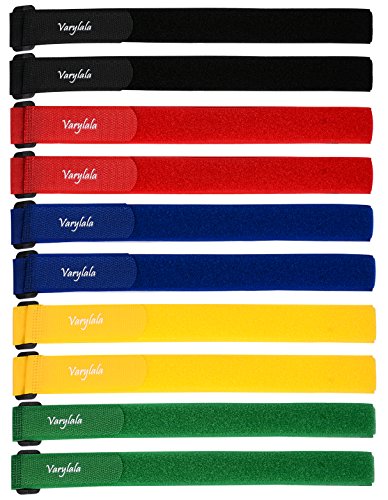 Varylala 10 Pcs Hook and Loop Straps Tie downs Fasteners Stabilizer Straps – Assorted Colors (Multi-color, 21”x1”)