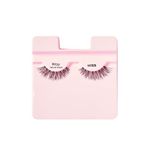 KISS True Volume Multi-Layered False Eyelashes with Tapered End Technology, 100% Natural Hair, Cruelty Free, Reusable, Contact Lens Friendly, “Ritzy”, 1 Pair