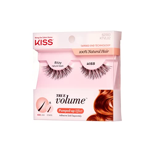 KISS True Volume Multi-Layered False Eyelashes with Tapered End Technology, 100% Natural Hair, Cruelty Free, Reusable, Contact Lens Friendly, “Ritzy”, 1 Pair | The Storepaperoomates Retail Market - Fast Affordable Shopping
