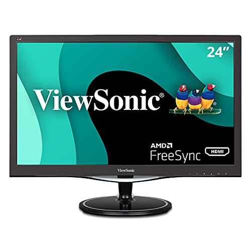 ViewSonic VX2457-MHD 24 Inch 75Hz 2ms 1080p Gaming Monitor with FreeSync Eye Care HDMI and DP, Black