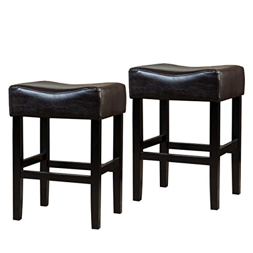 Christopher Knight Home Portman Leather Backless Counterstools, 2-Pcs Set, Brown