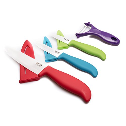 Vos Ceramic Knife Set, Ceramic Knives Set For Kitchen, Ceramic Kitchen Knives With Peeler, Ceramic Paring Knife 3″, 4″, 6″, Inch Multi Color
