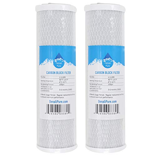 2-Pack Replacement for OmniFIlter OB1 Activated Carbon Block Filter – Universal 10 inch Filter Compatible with OmniFIlter Water Filter Unit – Model OB1 – Blue Tank – Denali Pure Brand