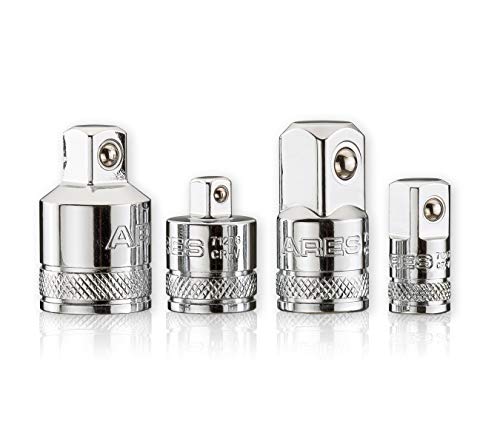 ARES 70007-4-Piece Socket Adapter and Reducer Set – 1/4-Inch, 3/8-Inch, & 1/2-Inch Ratchet/Socket Set Extension/Conversion Kit – Premium Chrome Vanadium Steel with Mirror Finish