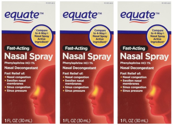 Equate 4-Way Nasal Spray 3-Pack Phenylephrine HCl – 1 fl oz each