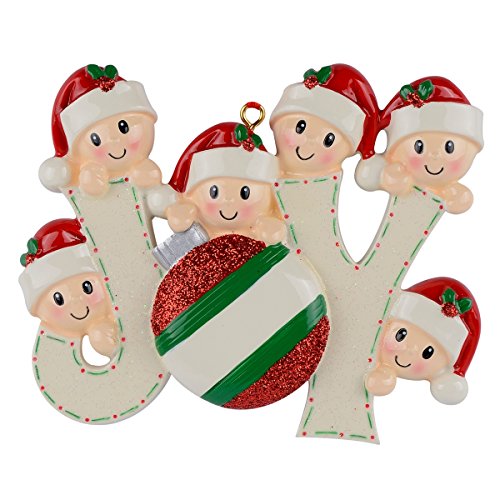 MAXORA Joy Family of 6 Personalized Ornaments
